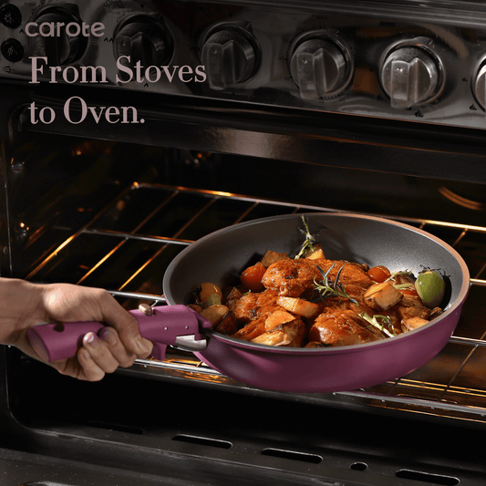 20-Piece Nonstick Ceramic Pots and Pans Set with Detachable Handles | Space-Saving Induction Cookware Set (Ultra Violet)