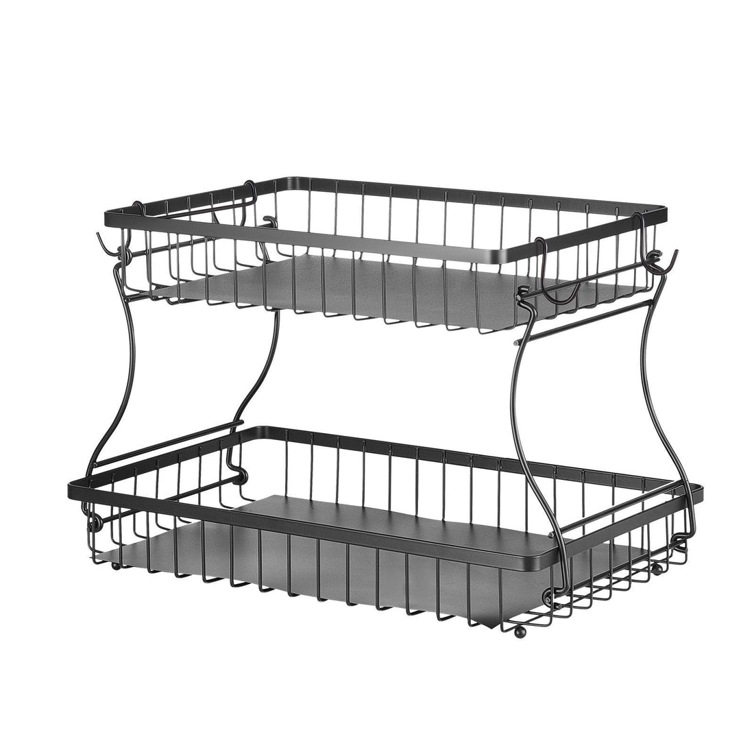 Vevor Modern Black 2-Tier Fruit Basket with Detachable Holders for Kitchen & Dining