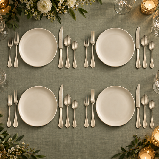 Elevate Your Dining Experience with the Dolce Vita Pewter Champagne Flatware Set