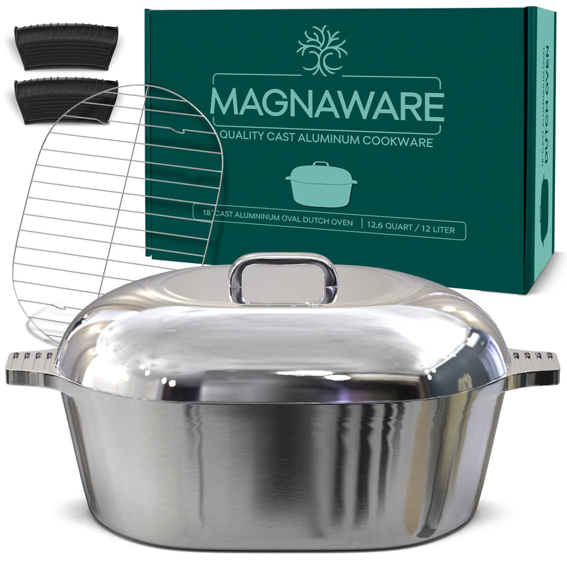 Magnaware 12.6-Quart 18-Inch Oval Aluminum Dutch Oven with Lid