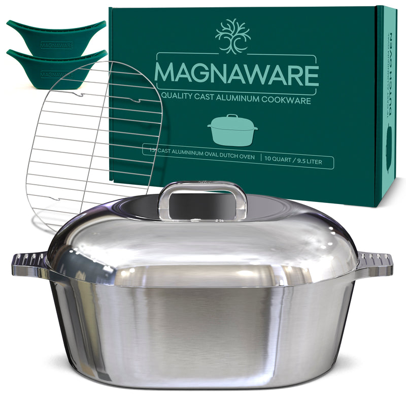 Magnaware Ultimate Oval Collection Cast Aluminum Dutch Oven Set – 4 Ovens with Lids