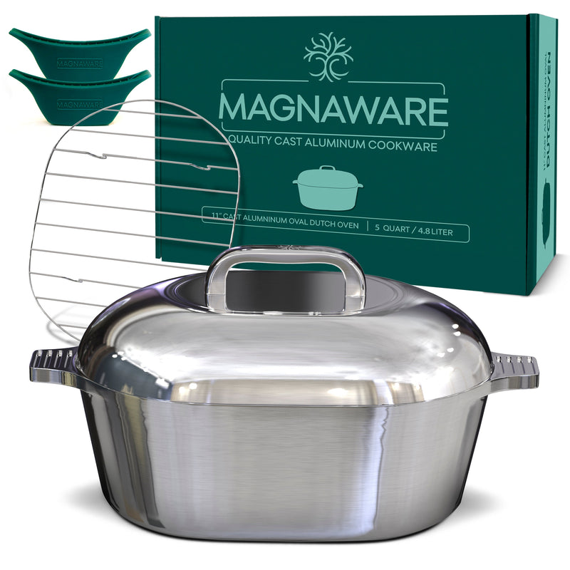 Magnaware Ultimate Oval Collection Cast Aluminum Dutch Oven Set – 4 Ovens with Lids