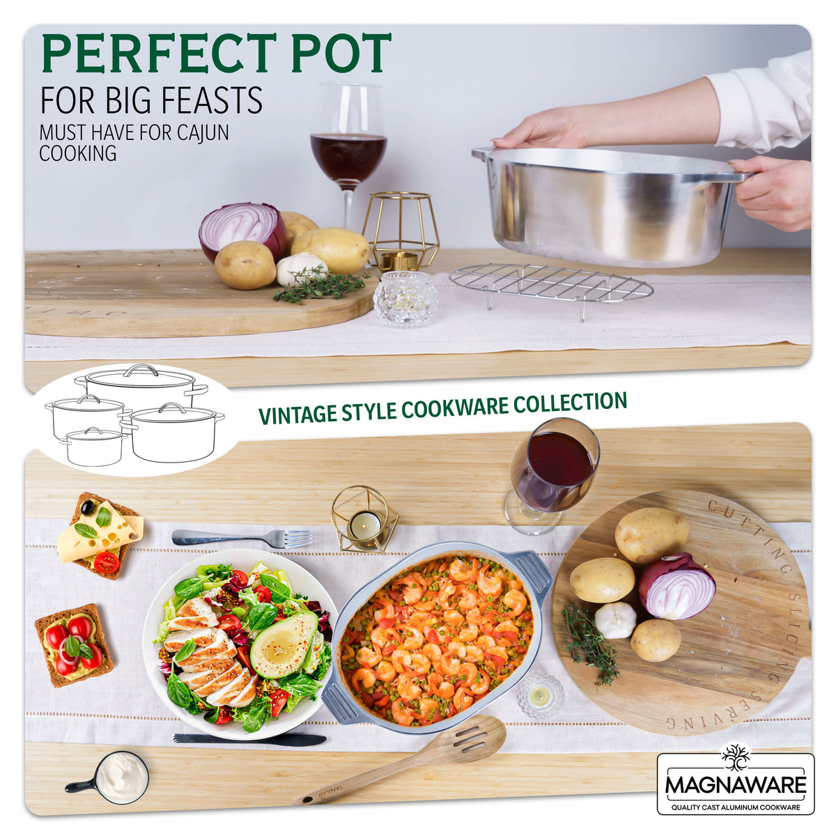 Magnaware 5-Quart 11-Inch Oval Aluminum Dutch Oven with Lid