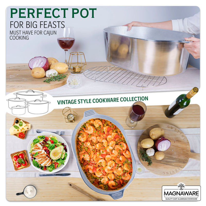 Magnaware 12.6-Quart 18-Inch Oval Aluminum Dutch Oven with Lid