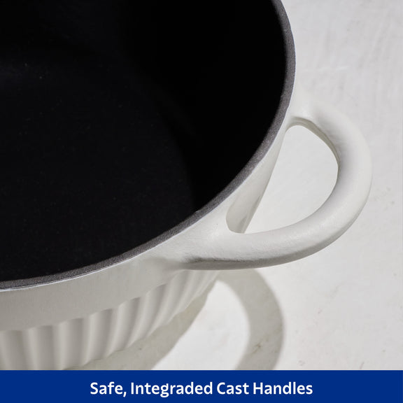 Tramontina 4 QT Enameled Cast Iron Dutch Oven for Bread Baking White