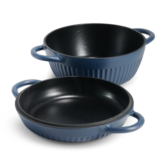 Tramontina 4 QT Enameled Cast Iron Dutch Oven for Bread Baking Blue