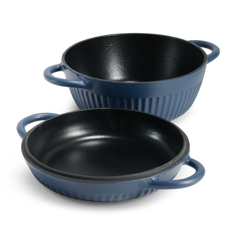 Tramontina 4 QT Enameled Cast Iron Dutch Oven for Bread Baking Blue