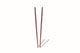 Two thin, metallic stakes on a white background