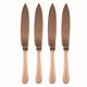 Four rose gold knives on a white background