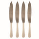 Four rose gold knives with a textured blade on a white background