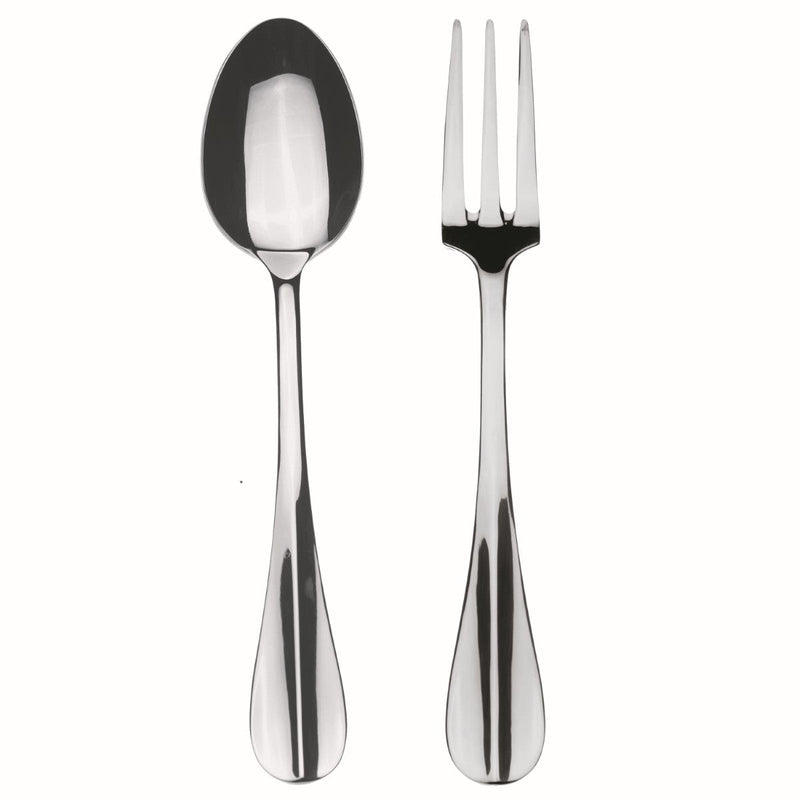 Stainless steel spoon and fork on a white background