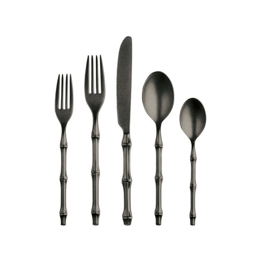 Mepra Bali Pewter Black Flatware Set | 5 & 20 Piece