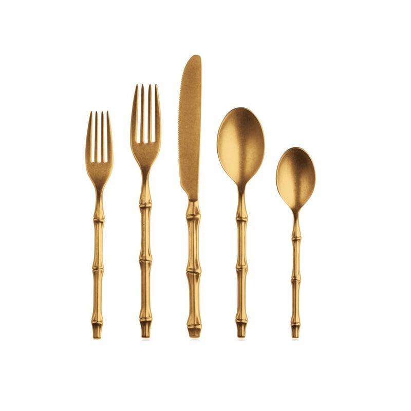 Mepra Bali Pewter Gold Flatware Set | 5 & 20 Piece