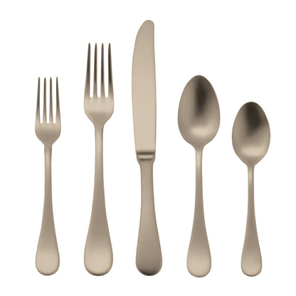 Mepra Brescia Ice Champagne five-piece brushed flatware place setting