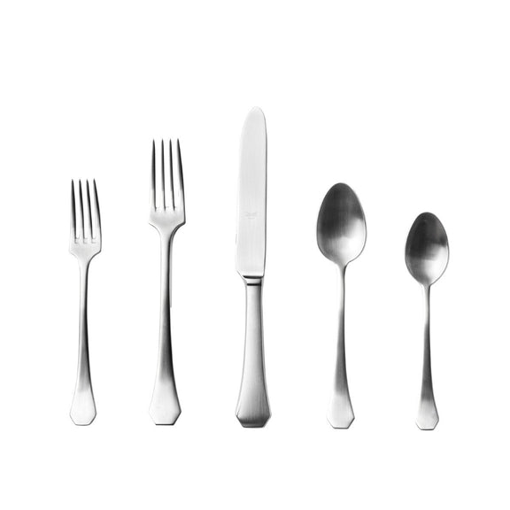 Set of silver cutlery including forks, knives, and spoons on a white background