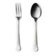 Stainless steel fork and spoon on a white background