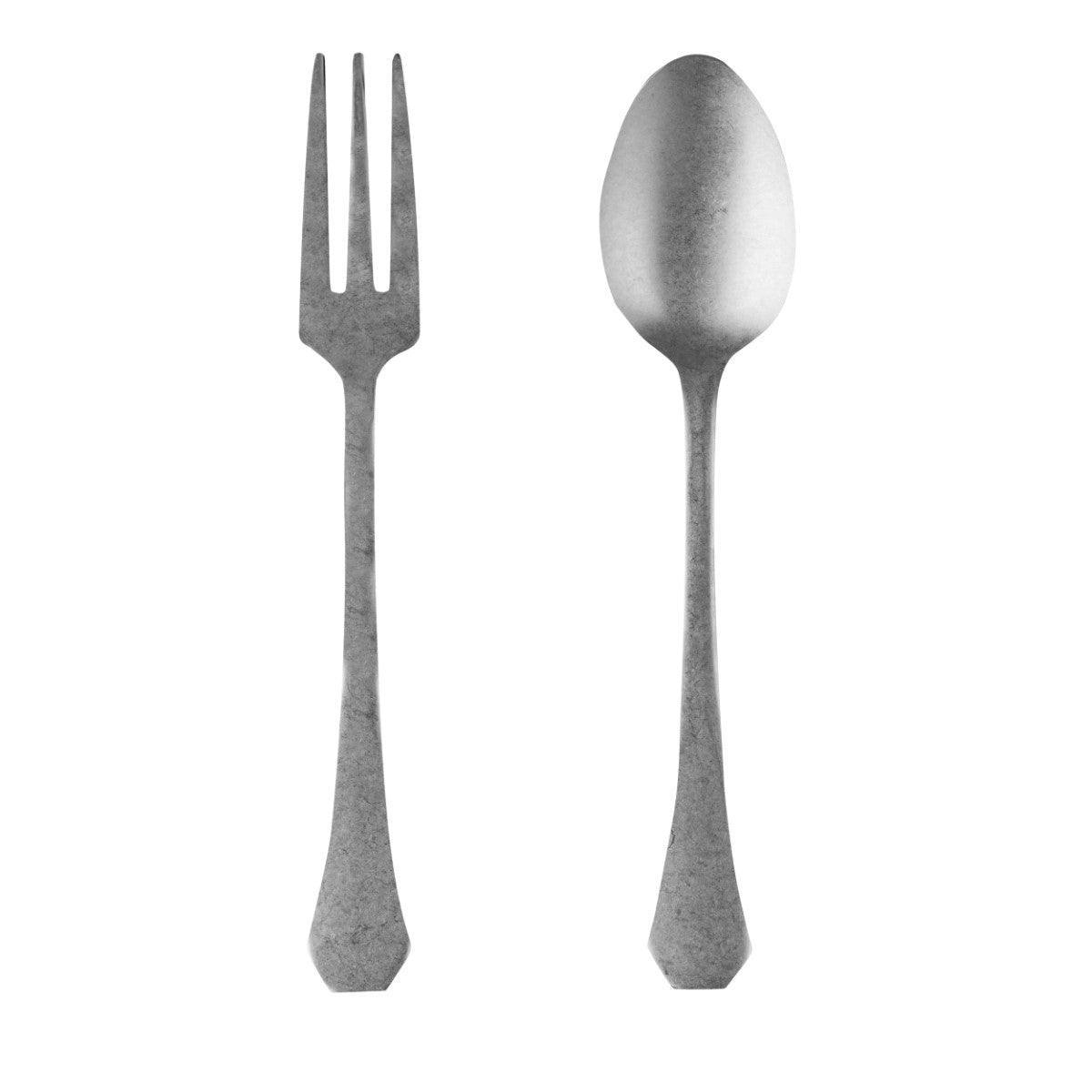 Silver fork and spoon on a white background