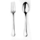 Silver fork and spoon on a white background