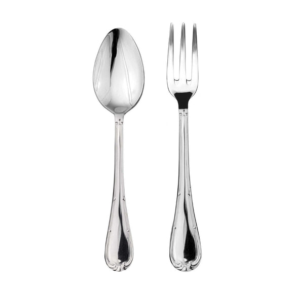 Silver spoon and fork on a white background