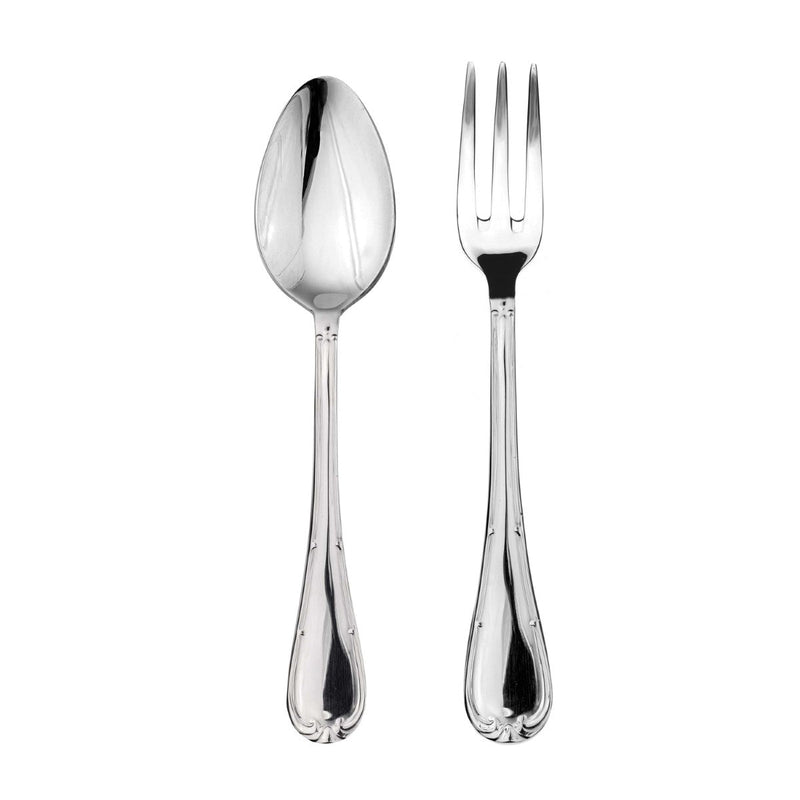 Silver spoon and fork on a white background