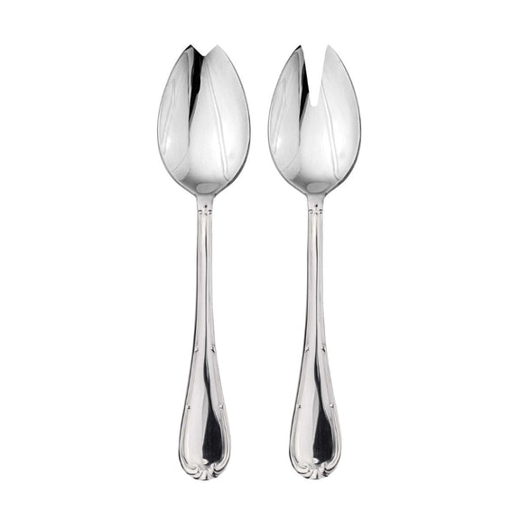 Two silver spoons on a white background