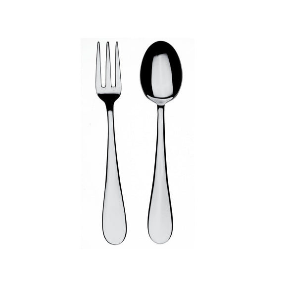 Stainless steel fork and spoon on a white background