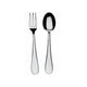 Stainless steel fork and spoon on a white background
