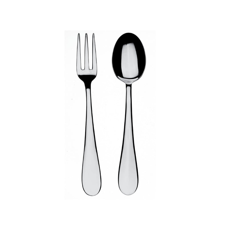 Stainless steel fork and spoon on a white background
