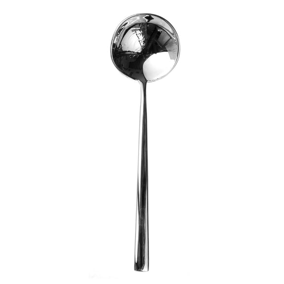 Silver ladle on a white background