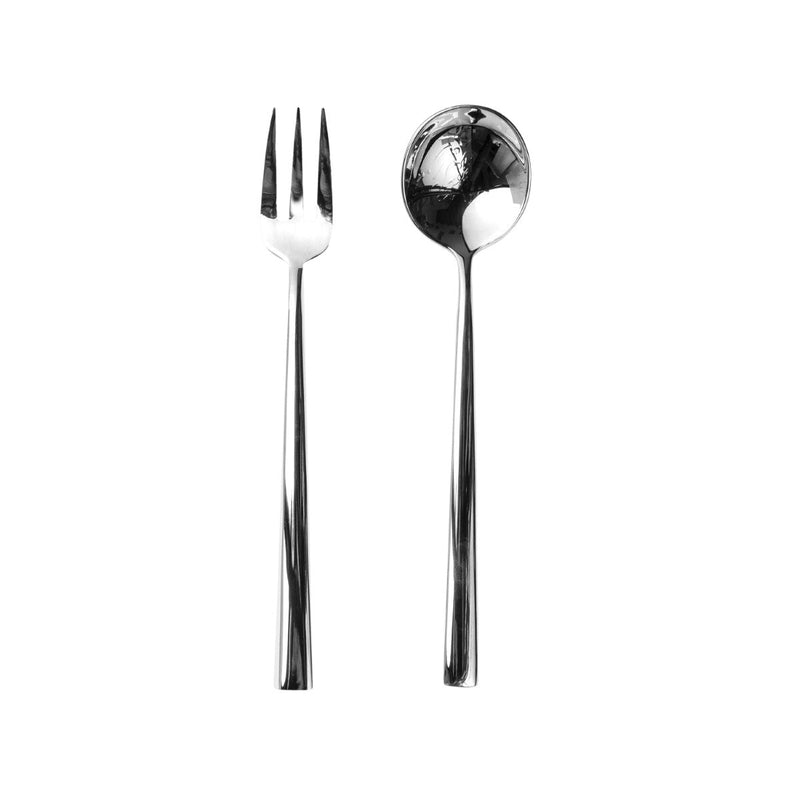 Stainless steel fork and spoon on a white background