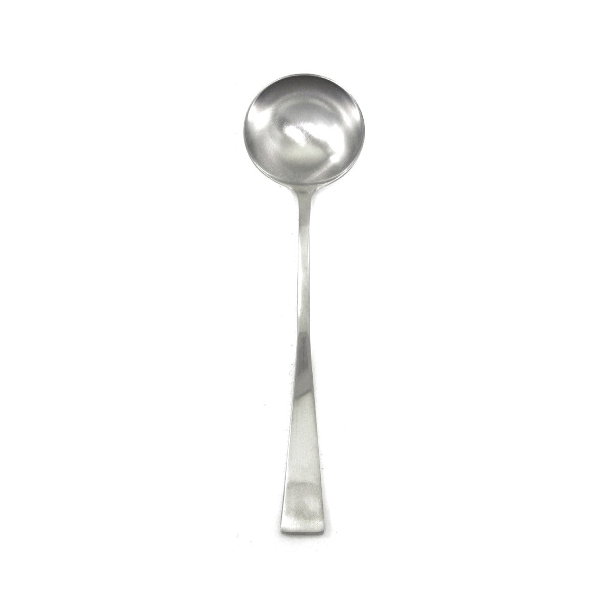 Stainless steel ladle on a white background