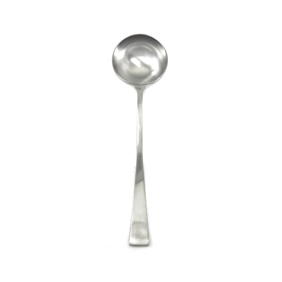 Stainless steel ladle on a white background
