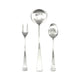 Set of three silver spoons on a white background