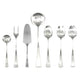 Set of silver cutlery including spoons and forks on a white background