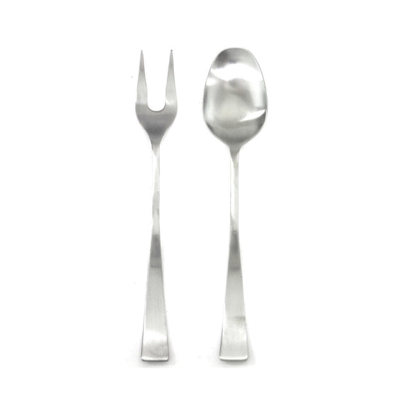 Stainless steel fork and spoon on a white background
