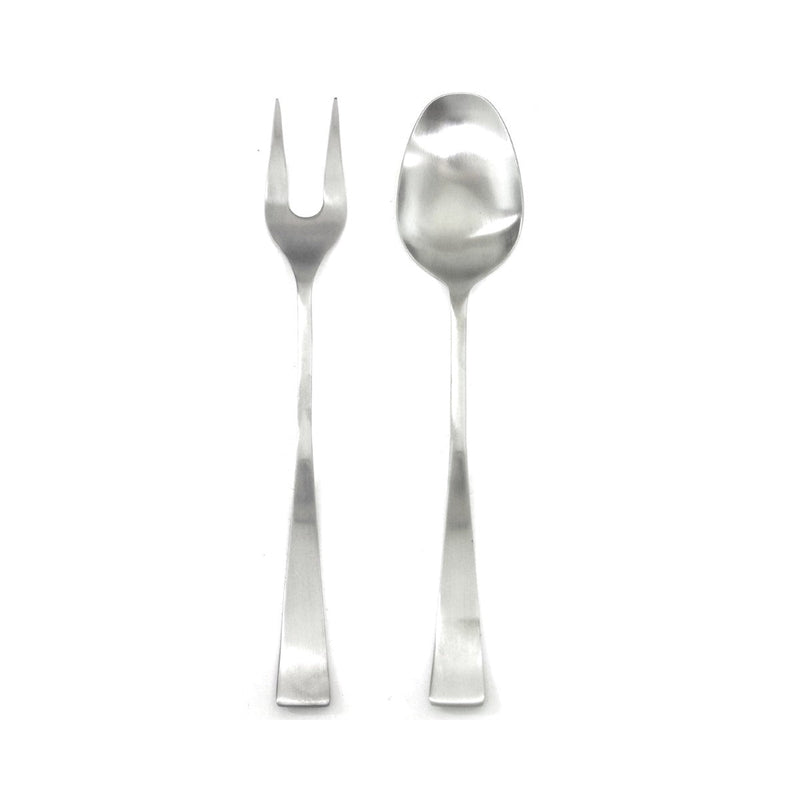 Stainless steel fork and spoon on a white background