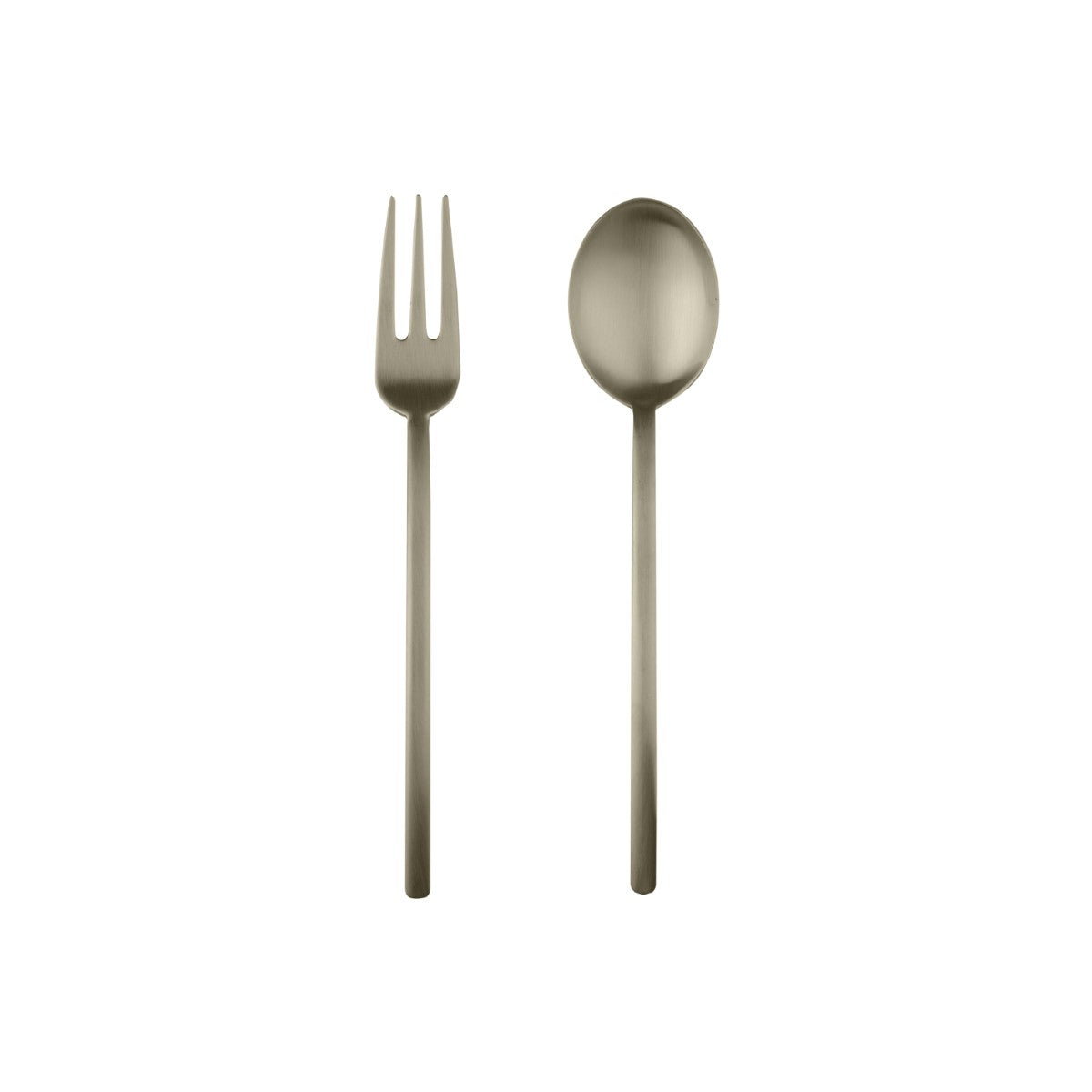 Silver fork and spoon set on a white background