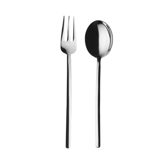 Stainless steel fork and spoon on a white background