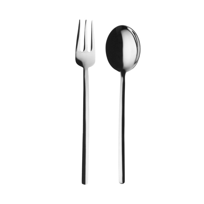 Stainless steel fork and spoon on a white background