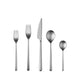 Set of silver cutlery including forks, knife, and spoons on a white background
