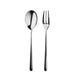 Stainless steel spoon and fork on a white background