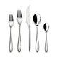 Set of silver cutlery including forks, knife, and spoons on a white background