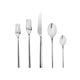 Set of silver cutlery including forks, knives, and spoons on a white background