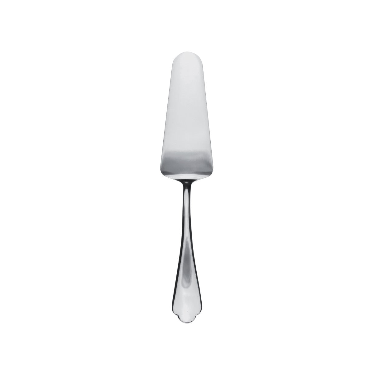 Silver Cake server with a marble handle on a white background