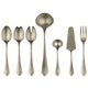 Set of silver cutlery including spoons, a fork, and a knife on a white background