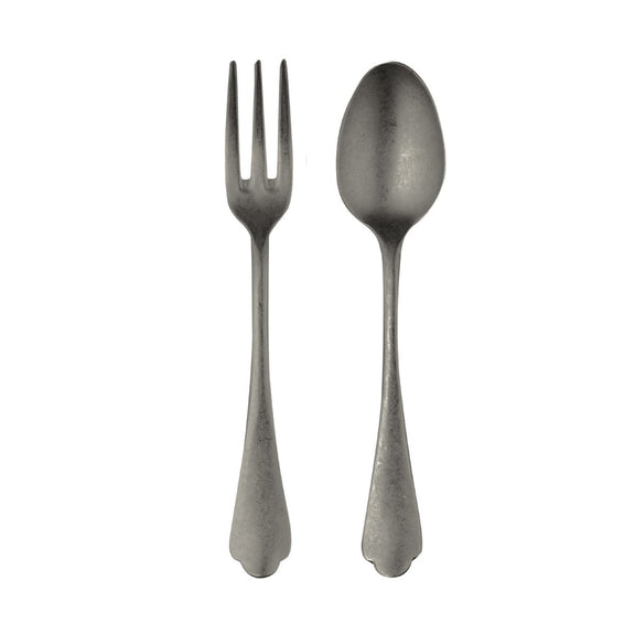Silver fork and spoon set on a white background