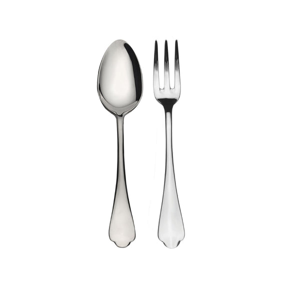 Silver spoon and fork on a white background