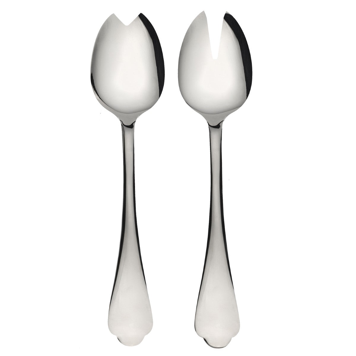 Two silver spoons on a white background