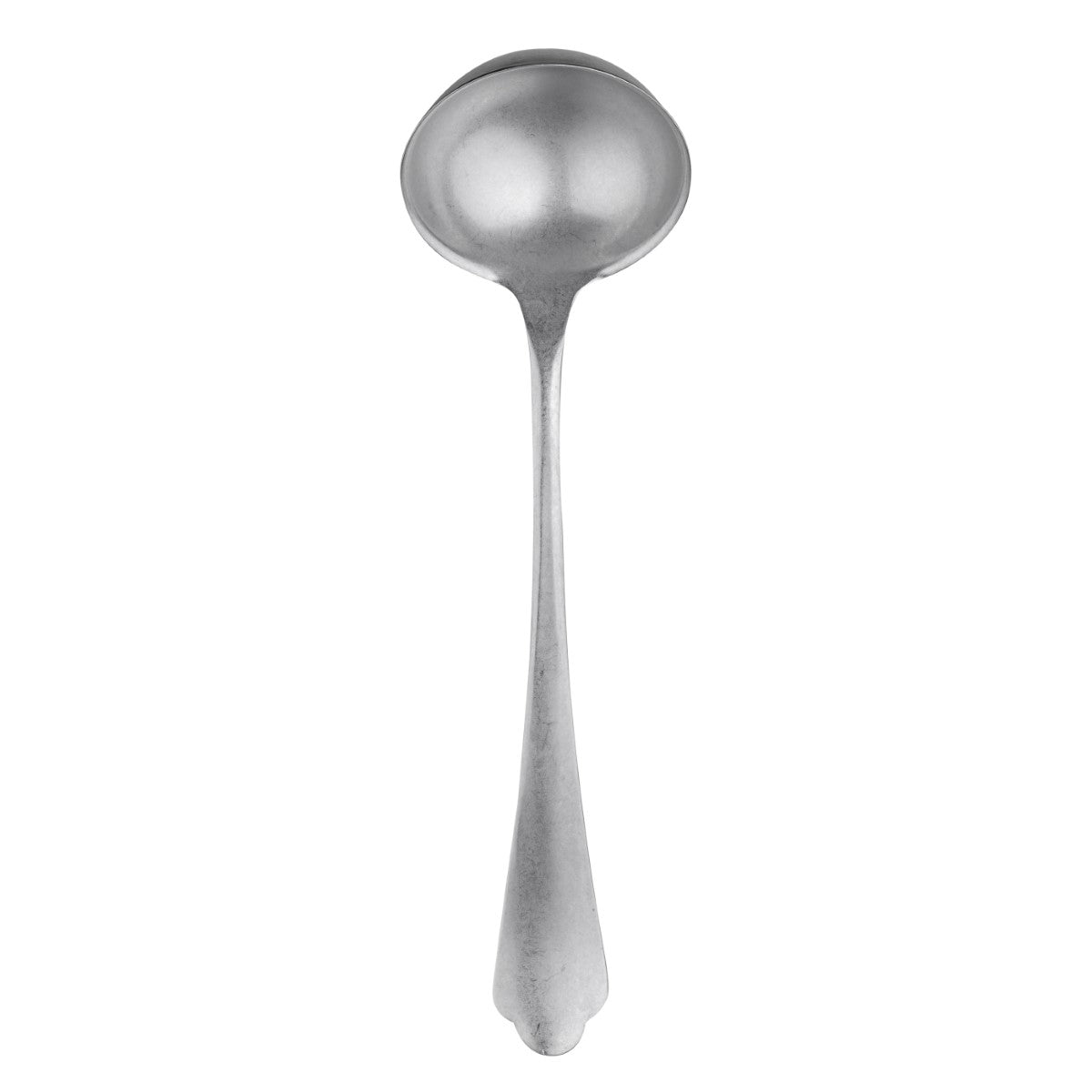 Stainless steel ladle on a white background