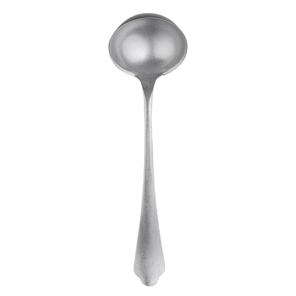 Stainless steel ladle on a white background